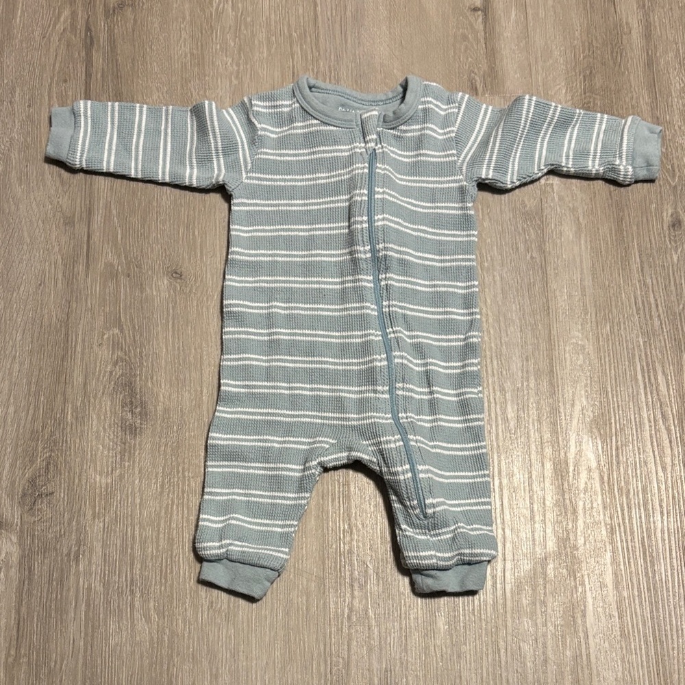 Petit Lem Gray and White Striped Footie